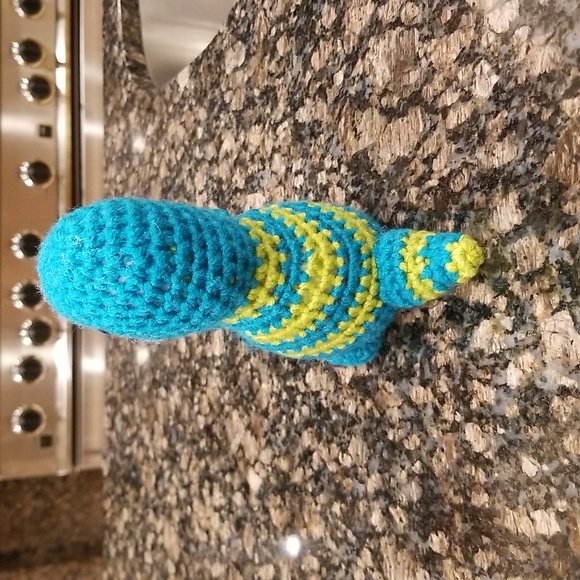 SOLD - Crochet  Small Turquoise T Rex - Picture 3 of 10
